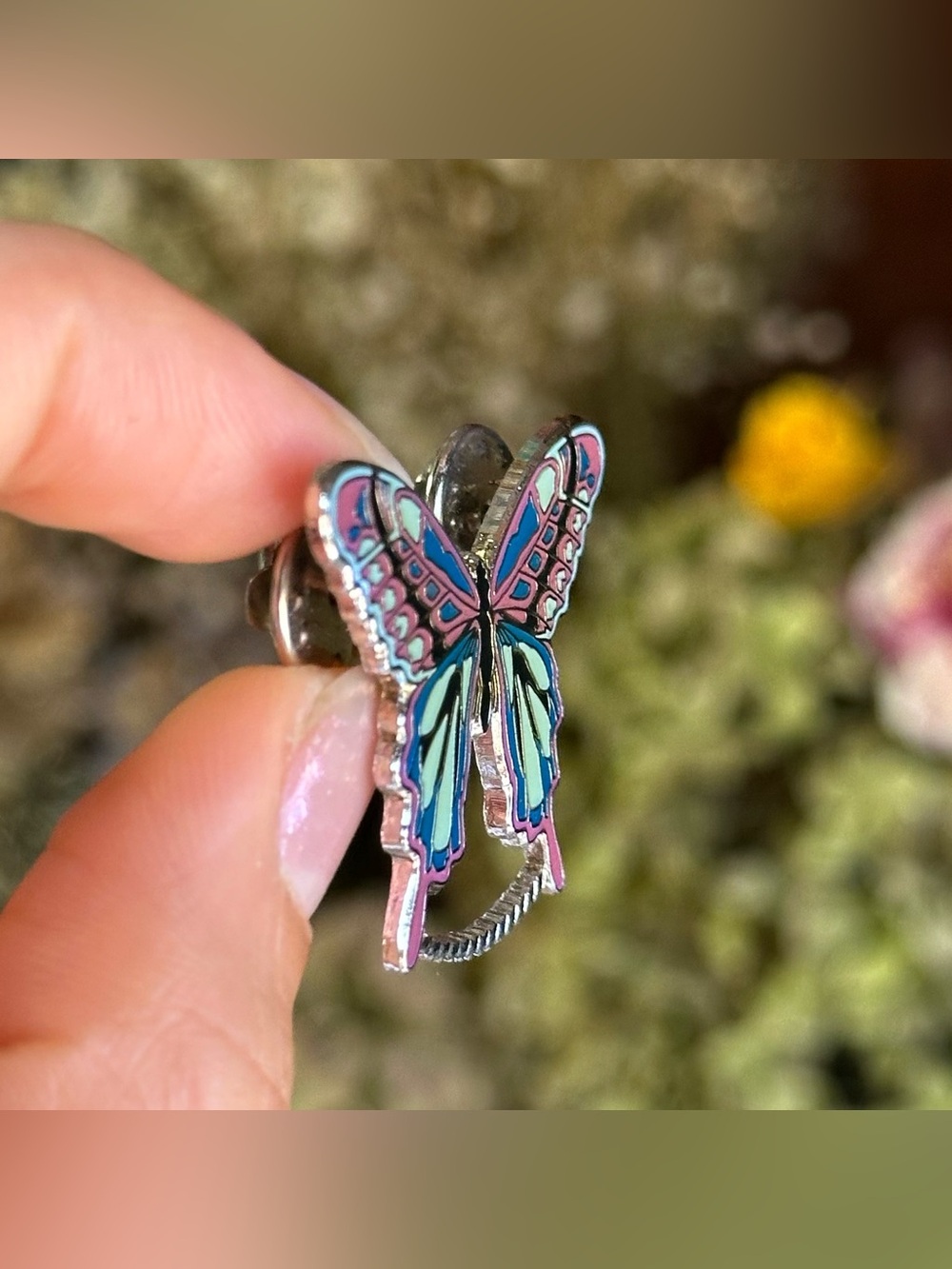 Enameled Butterfly Pin - Picture 4 of 8